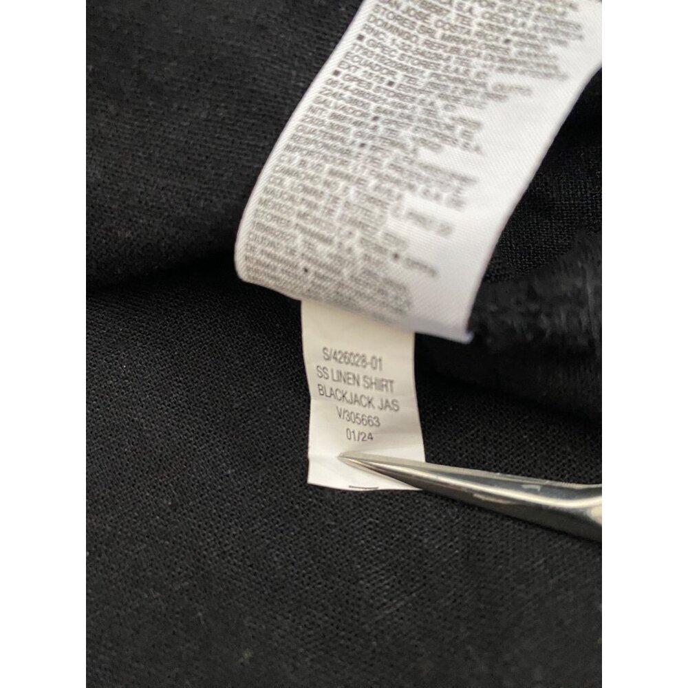Old Navy Black Button Shirt Dress Large Womens Linen Blend Short Sleeves Pockets - Picture 4 of 6